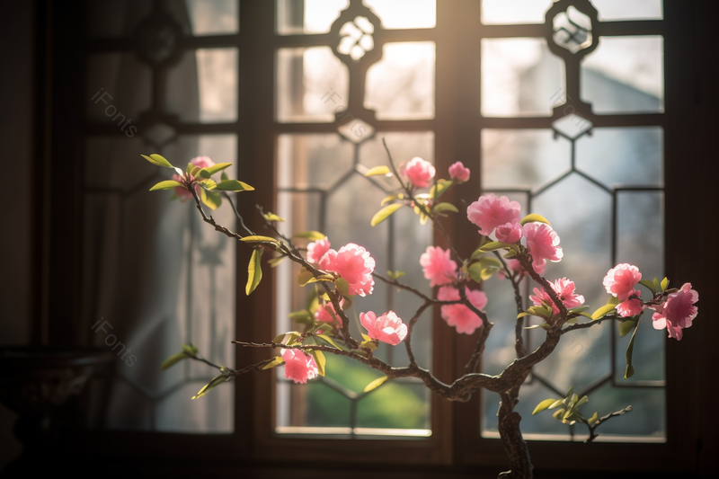 粉色桃花盆栽移植静物摄影,高清,摄影图,摄影图片,图片大全,摄影图免费下载